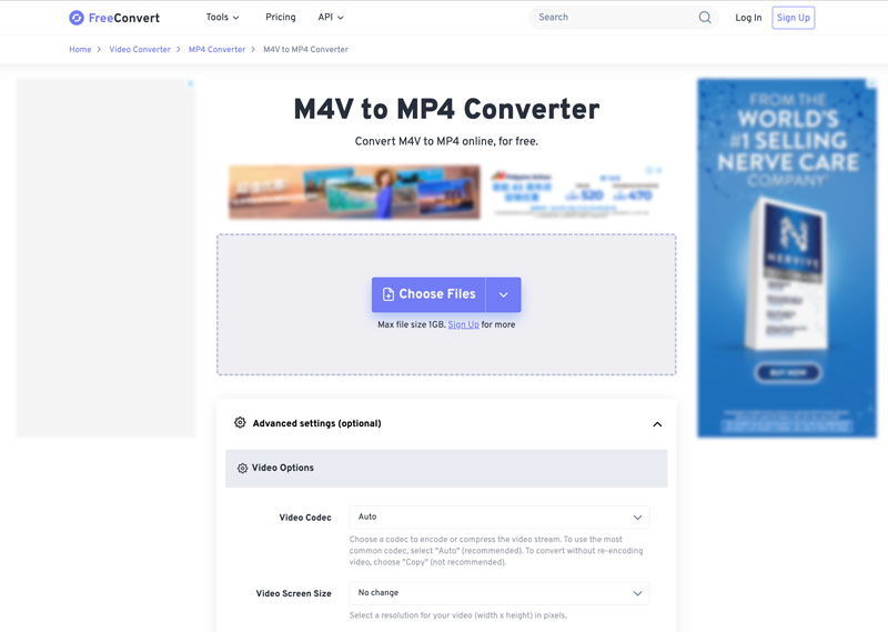 FreeConvert Convertidor M4V a MP4