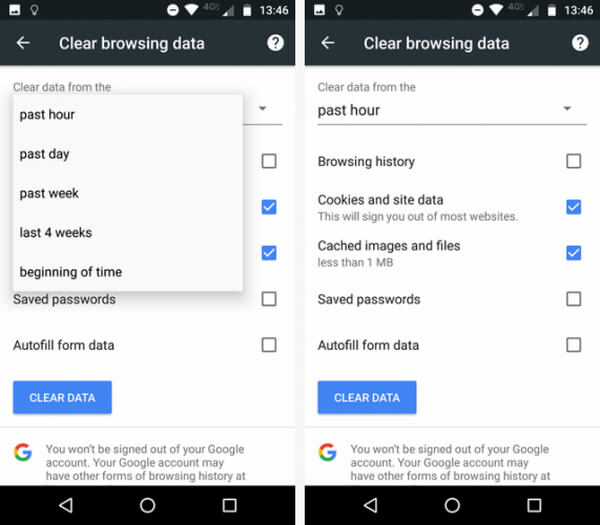 Borrar el historial de navegación de Google Chrome en Android