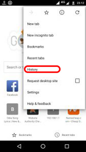 Encuentra el historial de navegación de Google Chrome en Android
