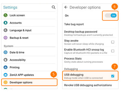 Habilitar el modo de depuración USB en ASUS