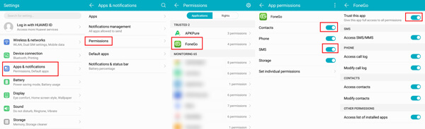 permite FoneGo Peemission en tu Android