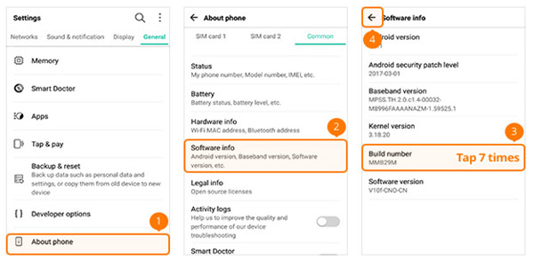 Habilite el modo de depuración USB en el teléfono LG