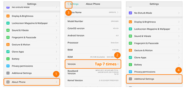 Habilite el modo de depuración USB en OPPO Phon