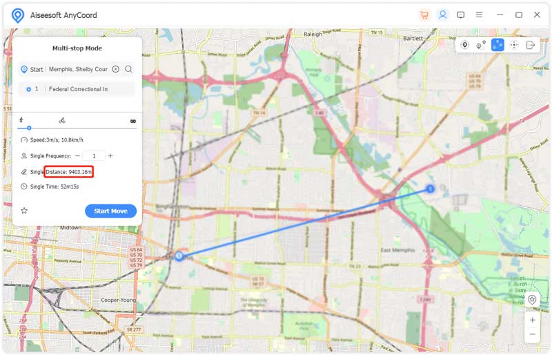 Encontrar distancia entre 2 direcciones AnyCoord