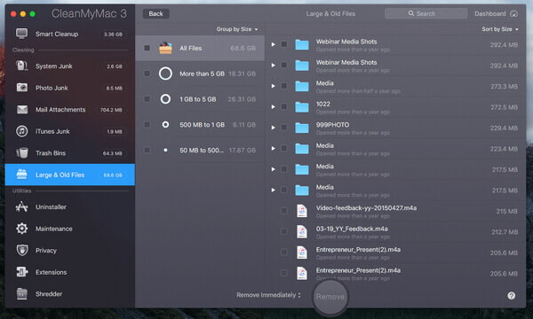CleanMyMac 3 Limpieza de archivos grandes y antiguos