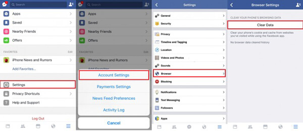 Cómo borrar la caché de la aplicación en iPhone desde la aplicación de Facebook