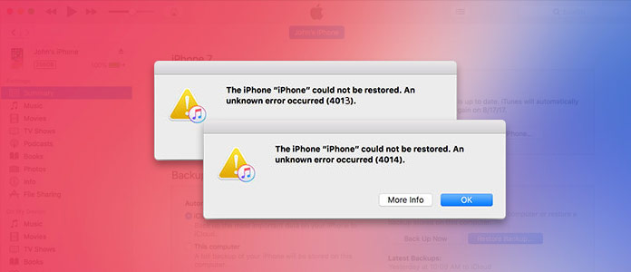 Error de iTunes 4005 4014 4013