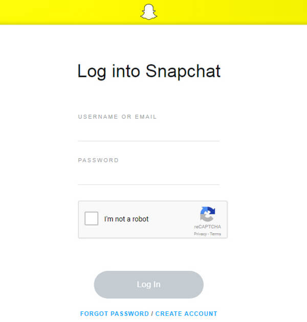 Iniciar sesión en la cuenta de Snapchat