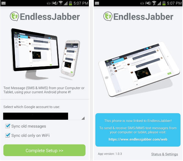 Instale la aplicación EndlessJabber SMS en Android
