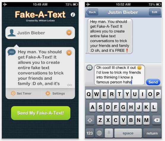 Mensaje de texto falso en iOS
