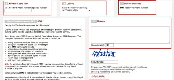 SMS anónimos