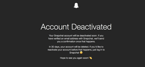 Cuenta de Snapchat desactivada