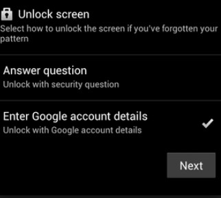 Desbloquear la contraseña de Android con la cuenta de Google