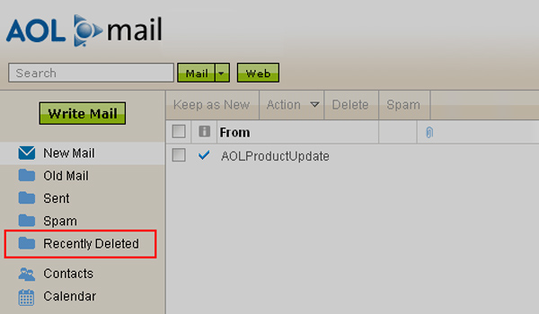 Recuperar correos electrónicos de AOL eliminados recientemente