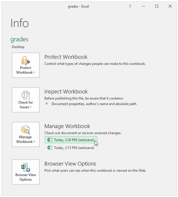 Restauración automática de Excel