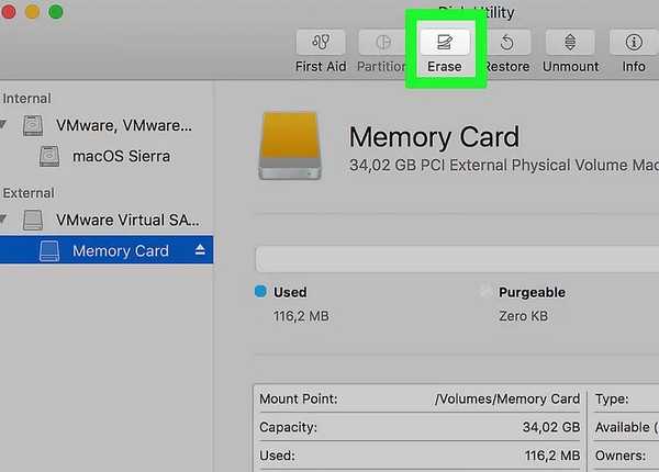 Encuentra la tarjeta SD en Mac