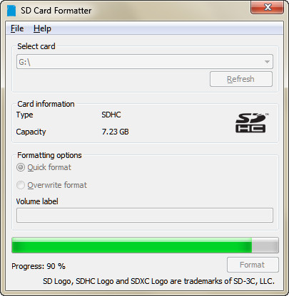 Formatear tarjeta SD con formateador