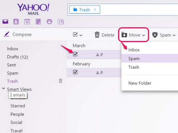 Recuperar correos eliminados en Yahoo