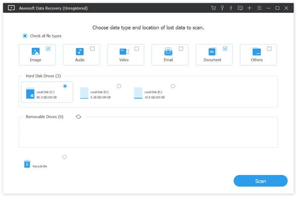 Ejecute la recuperación de datos de Aiseesoft