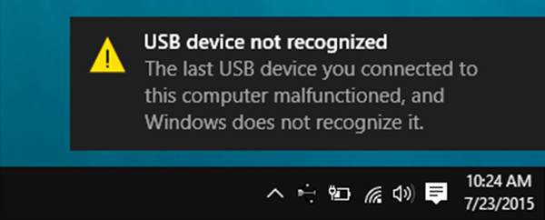 No se puede reconocer el dispositivo USB