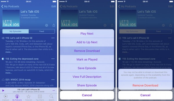 Eliminar Podcasts de descarga en iPhone