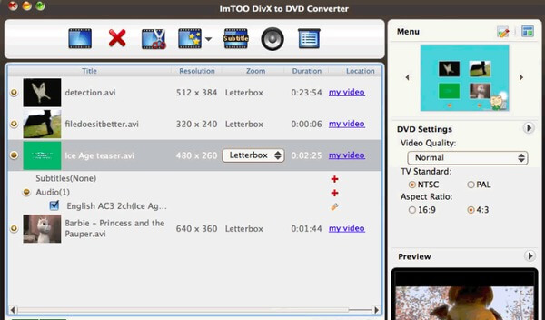 ImTOO Convertidor de DivX a DVD para Mac