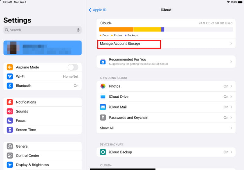 iCloud Administrar almacenamiento Eliminar fotos iPad
