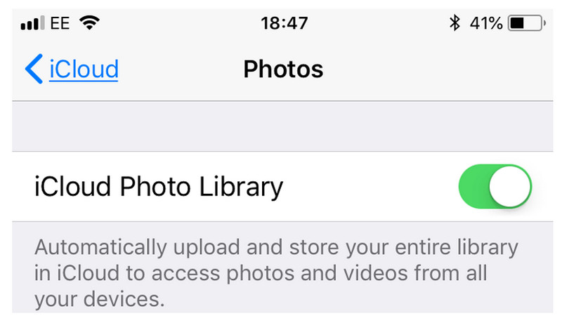La aplicación Fotos desactiva iCloud