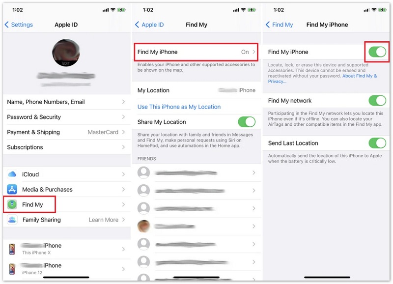 Desactivar Buscar mi iPhone en Ajustes con la contraseña de Apple ID