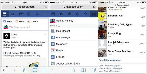 Encuentra y revisa otros mensajes de Facebook en iOS