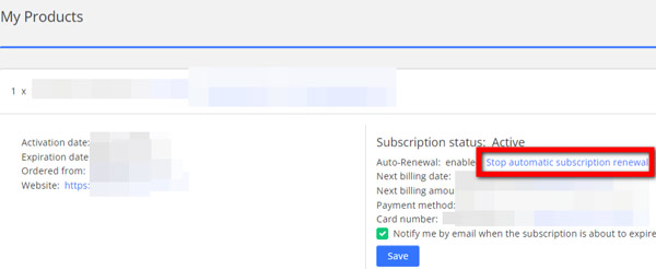 Cancelar suscripción de 2Checkout