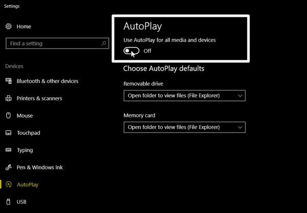 Deshabilitar la reproducción automática de Windows 10