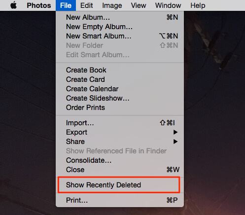 Mostrar fotos eliminadas recientemente en Mac