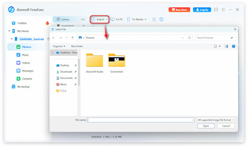 Importar desde la computadora al teléfono