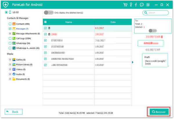 Elegir mensajes de Android