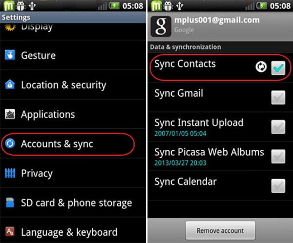 Copia de seguridad de contactos desde un teléfono Android a Gmail