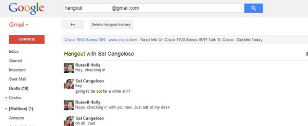 Mensajes de Hangouts en Gmail