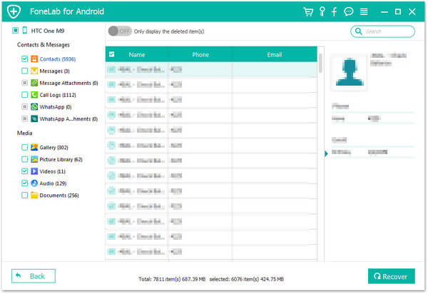 Recuperar contactos de teléfono Android