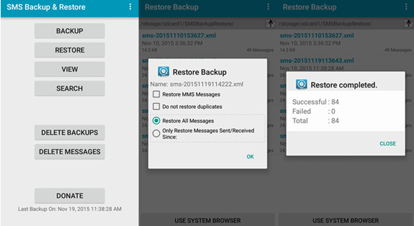 Restaurar copia de seguridad de SMS en Android