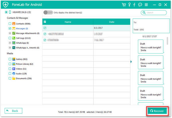 Recuperación de SMS de Android