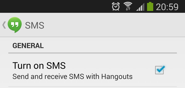Activar SMS en Hangouts