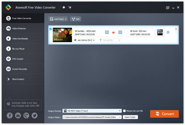 Agregue video 4K a Free Video Converter