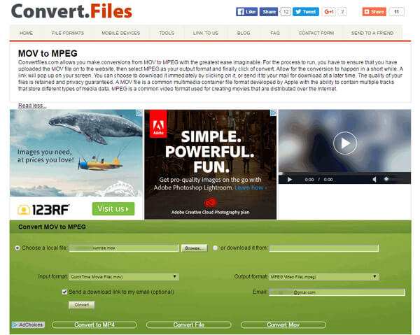 Convierta MOV a MPEG con convertfiles