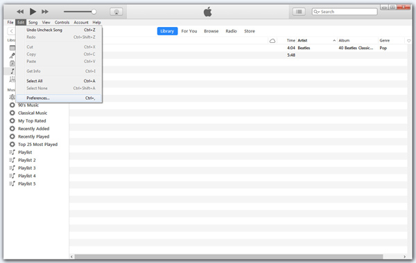 Preferencia de iTunes