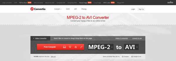 Convertidor de MPEG2 a AVI en línea