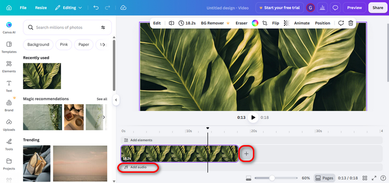Agregar audio a la imagen en Canva