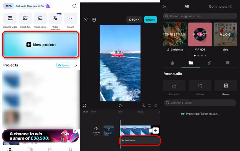 Agregar música a la foto CapCut