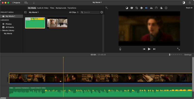 Poner audio en vídeo Mac iMovie