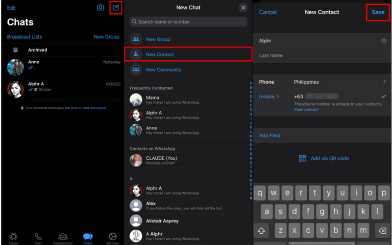 Agregar contactos en iPhone