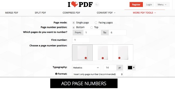 Agregar números de página a PDF en línea